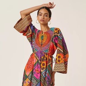 Farm Rio Midi Dotted Patch Scarf Dress.  NWT.